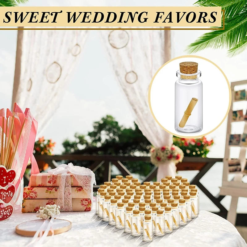 10pcs Mini Glass Bottles with Cork – Wedding & Party Decor Decorative Glass Bottles Babs