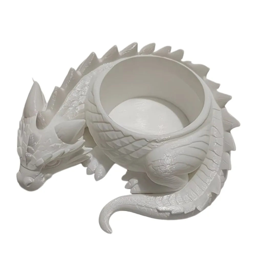 3D Dragon Shaped Plant Pot – Fun Plastic Flower Pot Novelty Plant Pot Babs White