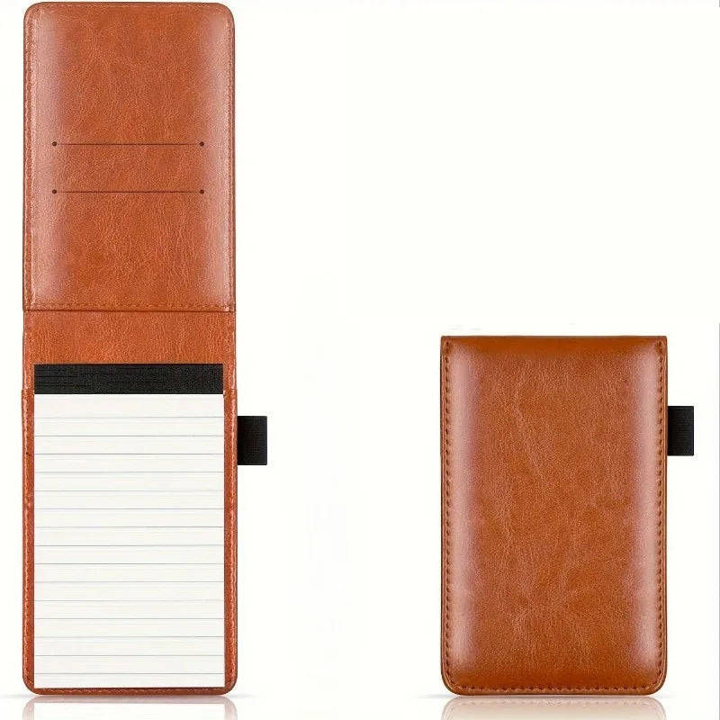 Mini Pocket Notepad Holder Set with 50 Lined Sheets | PU Cover Pocket Notepad Holder Babs brown