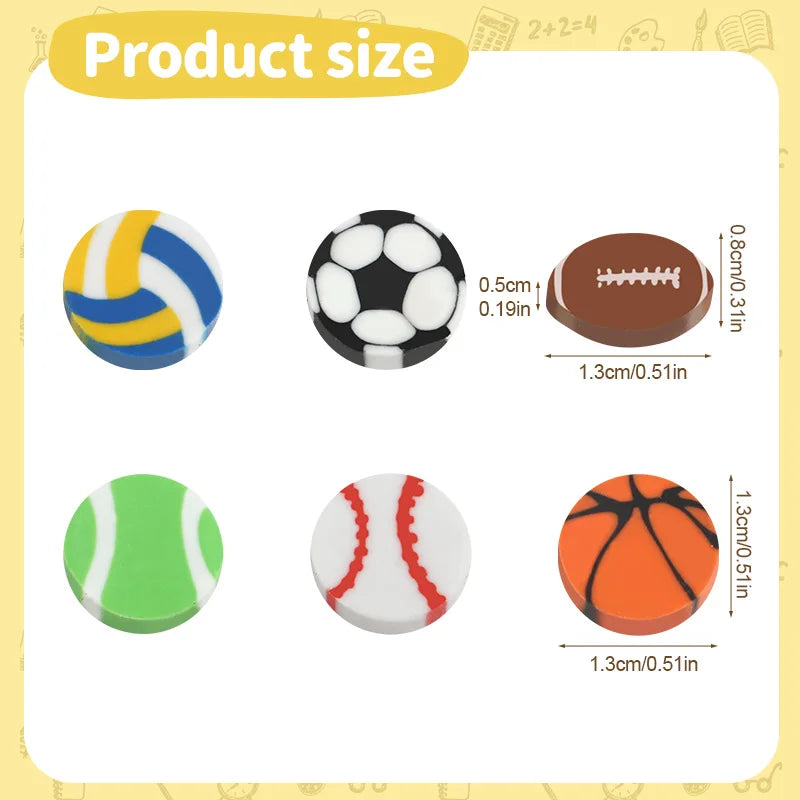 Sports Mini Erasers Bulk 50/100 Pcs – Kids Party Favors Novelty Mini Erasers Babs