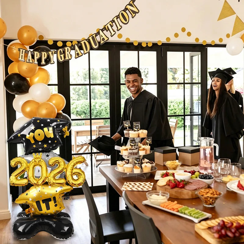 2026 Graduation Balloon Set – Doctorate Cap Foil Party Decor Graduation Party Balloons Babs