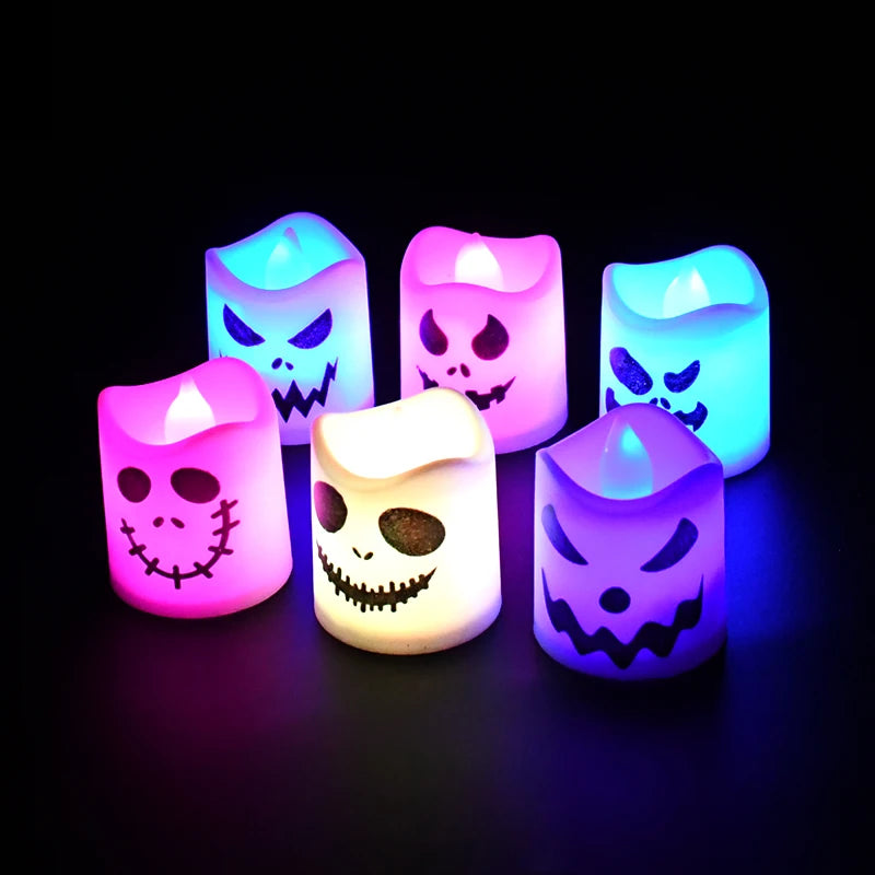 6-Pack Halloween LED Ghost Pumpkin Candle Lights – Party Decor Halloween LED Decor Babs