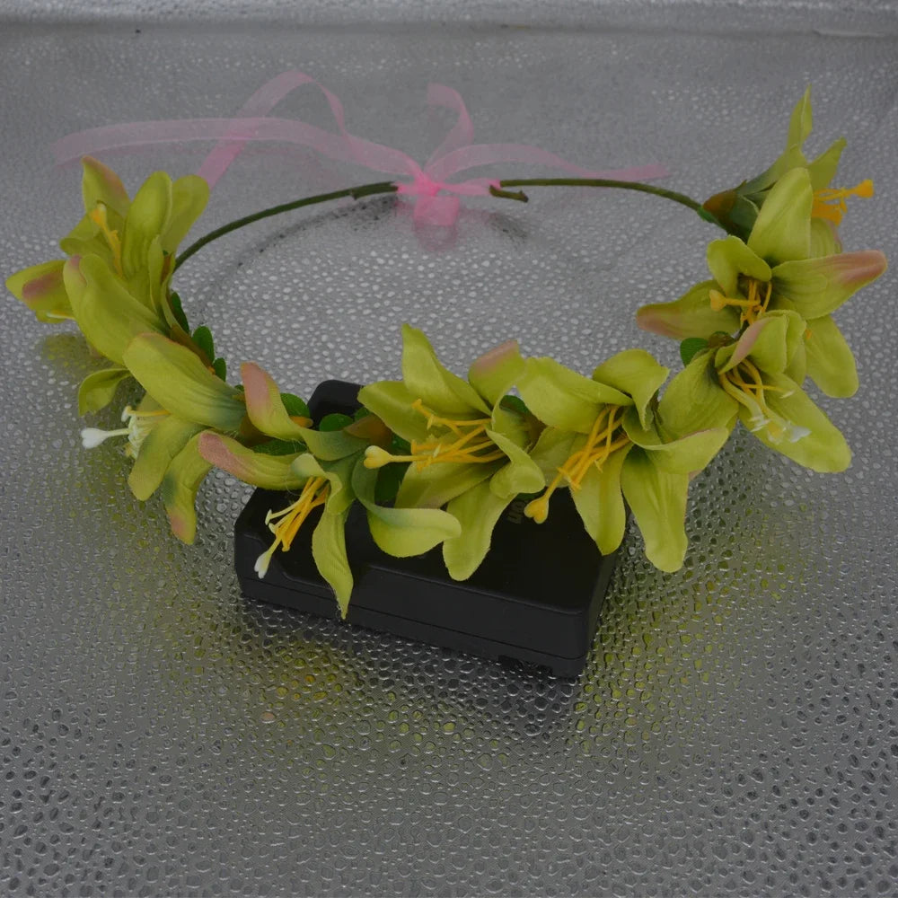 LED Flower Crown Headband – Glow Party & Festival Accessory LED Flower Crown Babs lightless green