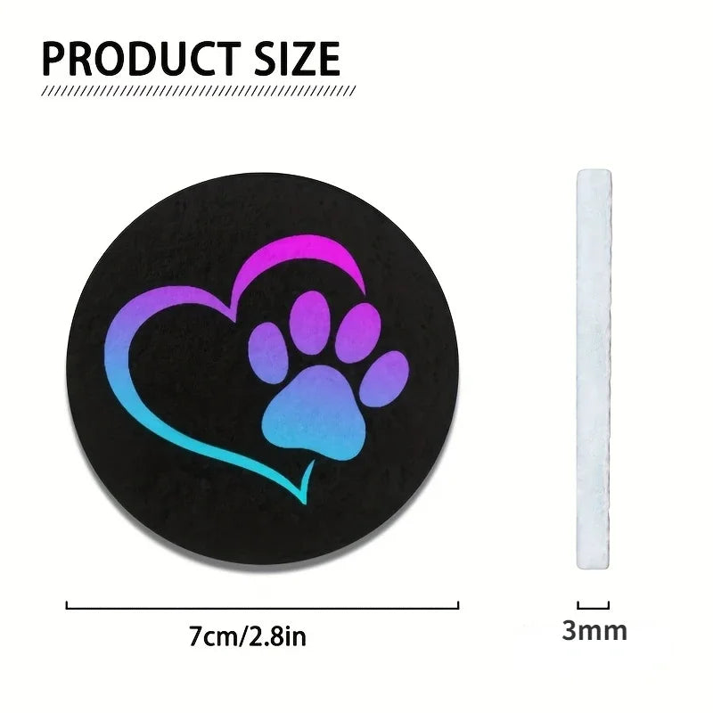 Paw Print Car Cup Coasters – Rubber Drink Mat, 1 or 2 Pcs Car Cup Holder Mat Babs