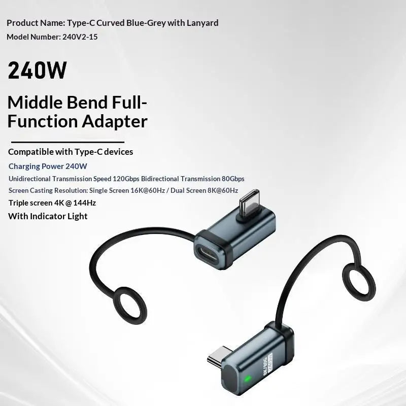 USB4 Right-Angle USB-C Adapter 240W PD 120Gbps 16K Display USB-C Adapter Babs A7