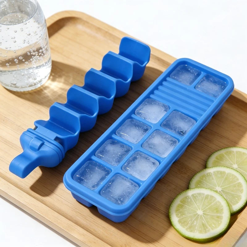 Household Ice Cube Maker Press Tray – Pull-Out Freezer Mold Ice Cube Tray Babs