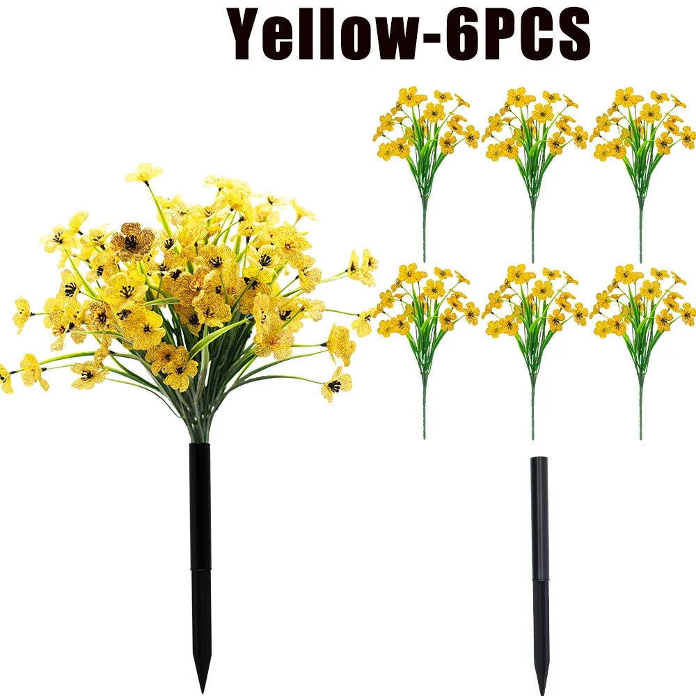 UV Resistant Artificial Violet Flowers – Garden & Wedding Décor Artificial Flower Shrubs Babs Yellow-6PCS