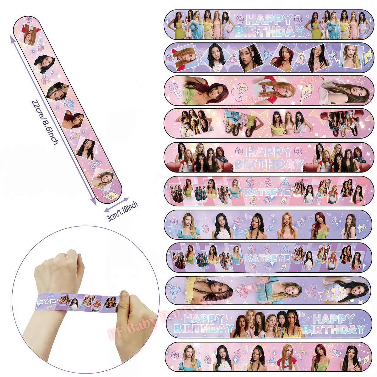 Katseye Kpop Slap Bracelets Party Favors – 6pcs Snap Wristbands Party Favor Bracelets Babs