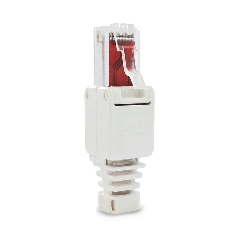 White RJ45 Tool-Less No-Crimp Connector – Cat6 Ethernet Plug Network Connector Babs onesize