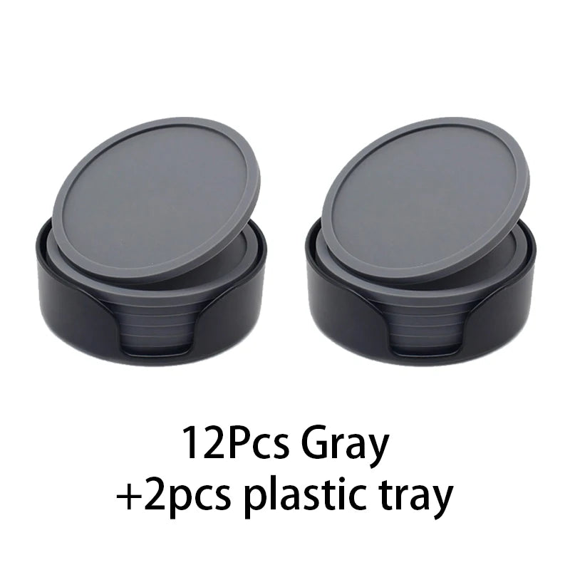 6-Piece Silicone Coasters for Drinks & Desserts – 10cm Set Silicone Coaster Set Babs 2-12PcsGrey