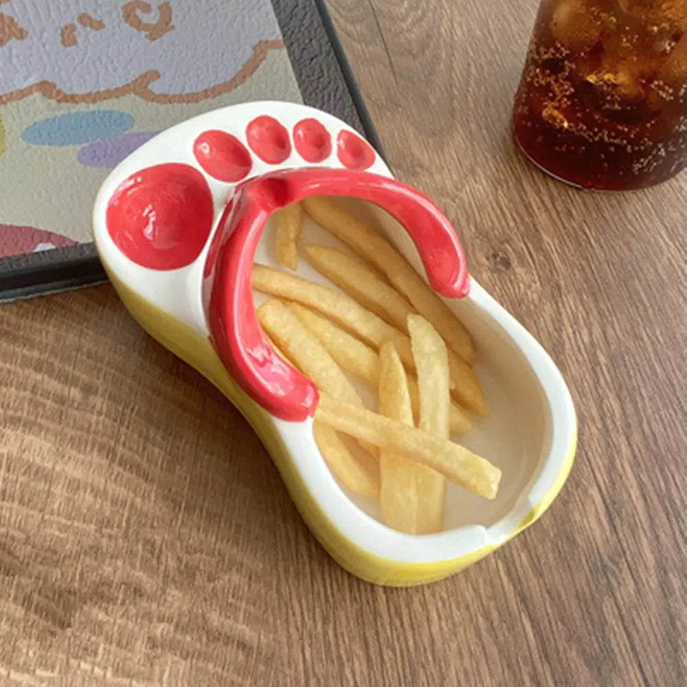 Slipper-Shaped Ceramic French Fry Plate | Novelty Snack Dish Novelty Snack Plate Babs