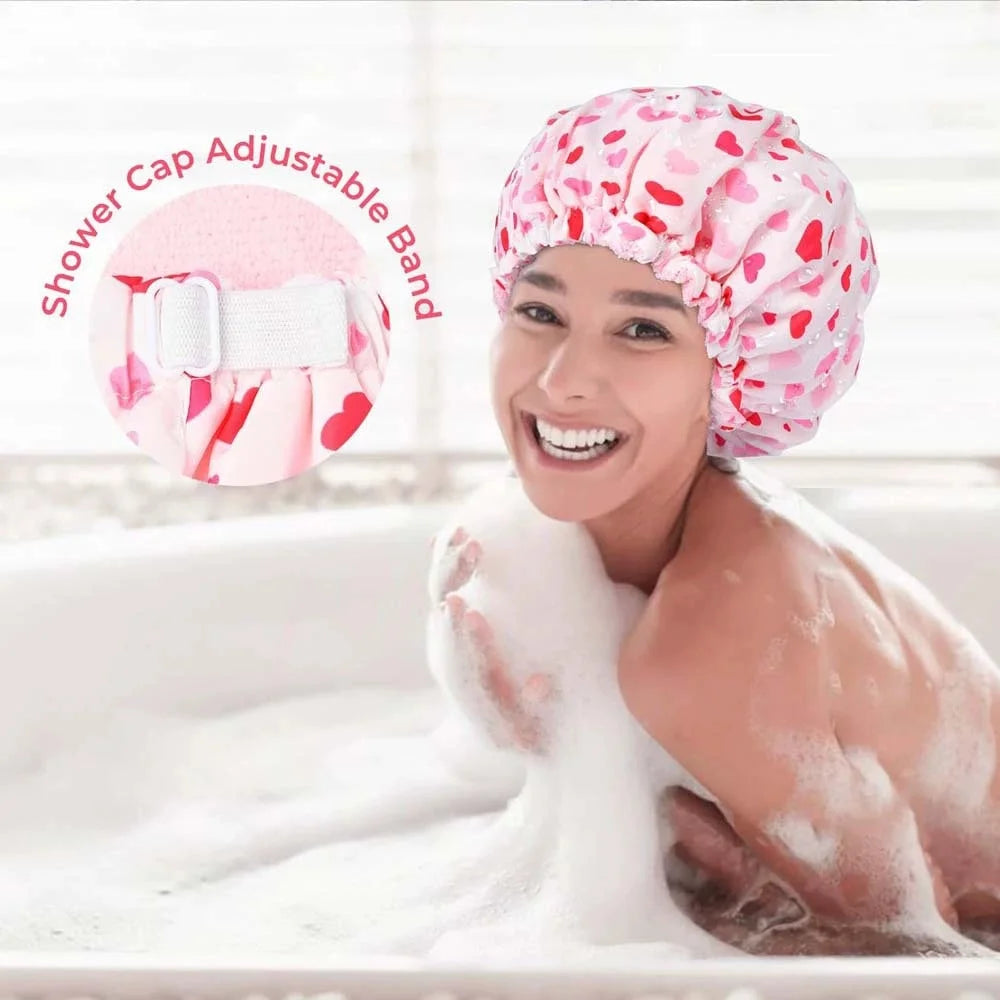 Terry Lined Shower Cap for Women – Large Reusable Waterproof Shower Cap Babs