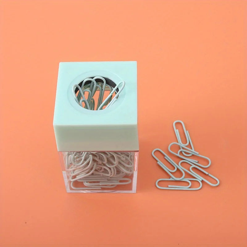 Magnetic Paper Clip Holder Box with 18 Clips – Desk Organizer Desk Organizer Babs green