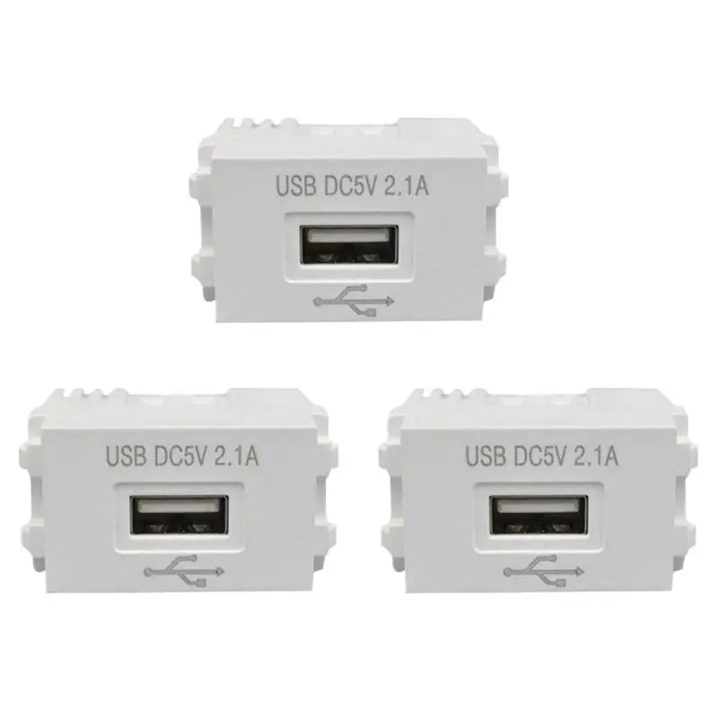3-Pack USB Wall Socket Module 220V 5V 2.1A Charging Power Adapter USB Wall Socket Module Babs NONE