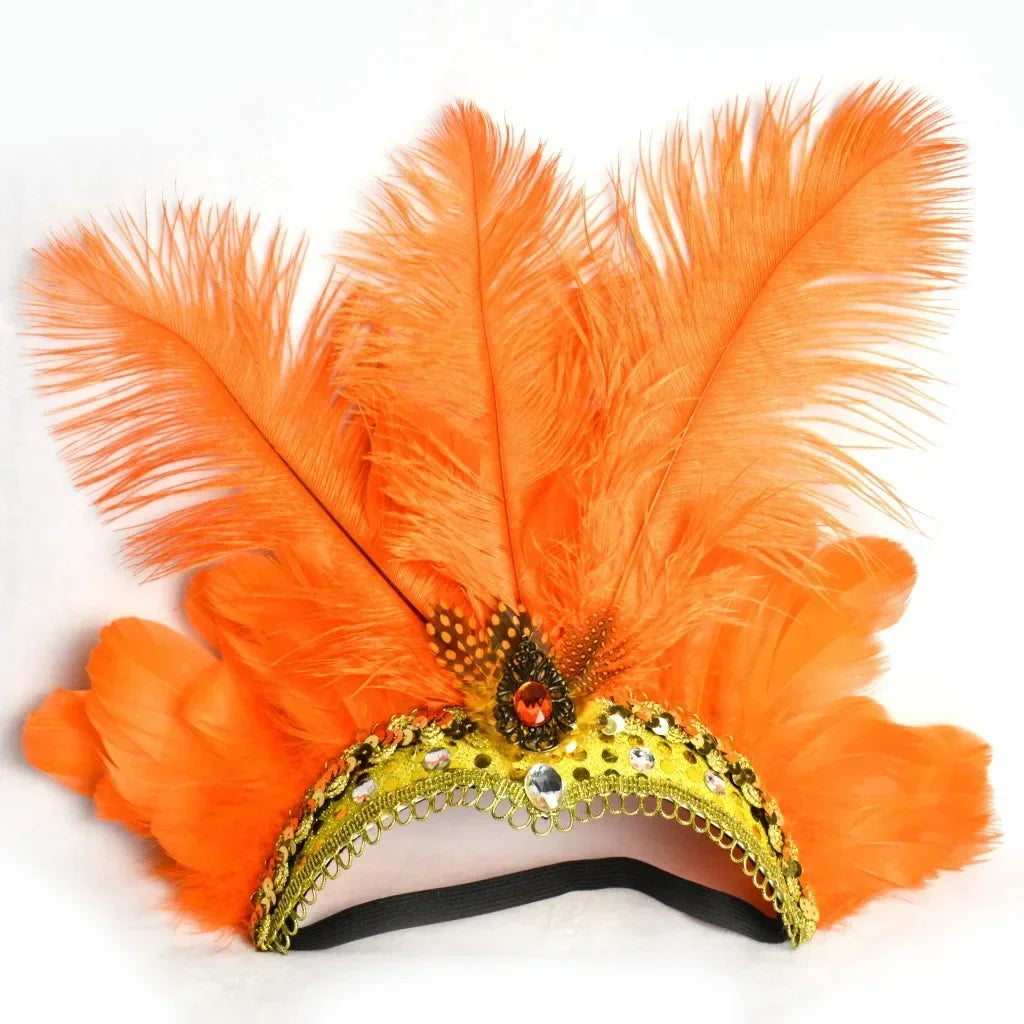 Feather Headband Crown – LED Neon Party, Halloween & Christmas Feather Party Headband Babs orange