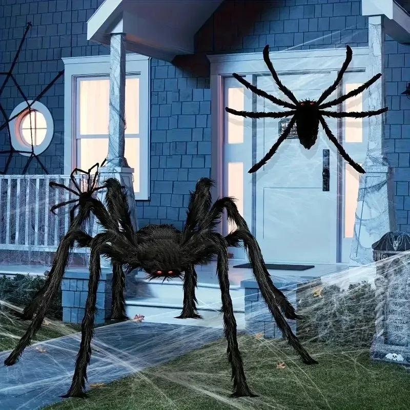 Giant Fluffy Halloween Spider Plush Prop – Haunted House Decor Halloween Spider Prop Babs