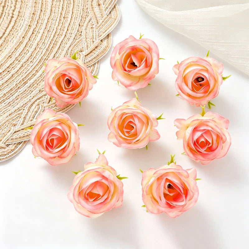 10 Pcs Mini Silk Artificial Rose Flower Heads for DIY Decor Artificial Silk Flowers Babs Pink 20Pcs