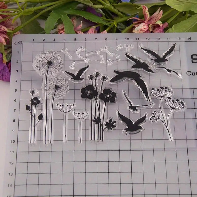 Bird Pattern Clear Silicone Stamp – Holiday Cards & Scrapbooking Clear Craft Stamp Babs