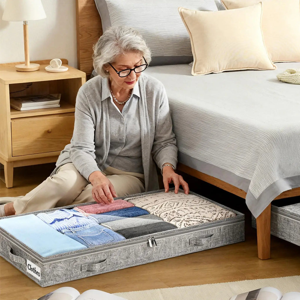 Rolling Under Bed Storage Bins with Clear Lid | Large Capacity Under Bed Storage Bin Babs