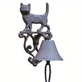 Rustic Cat Cast Iron Hand Crank Wall-Mounted Welcome Bell Decorative Door Bell Babs 1set