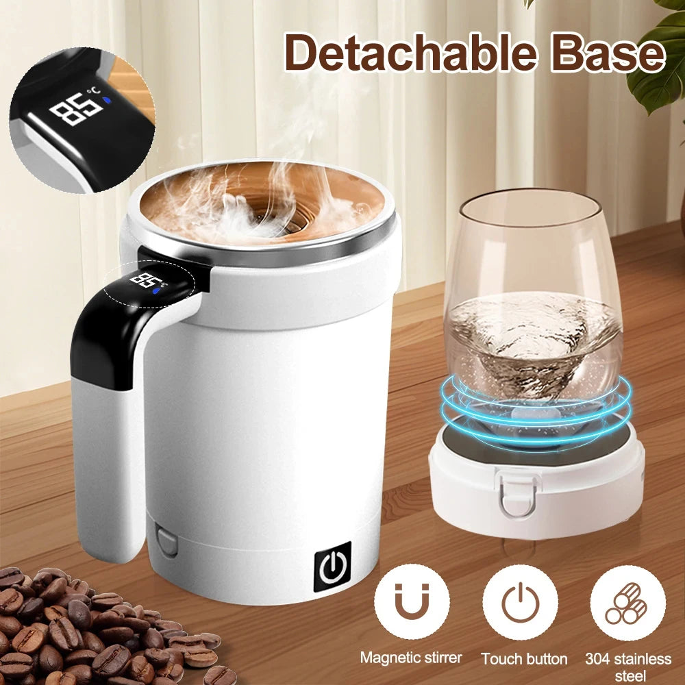 Self-Stirring Stainless Steel Mug | USB-C Rechargeable & LED Temp Self-Stirring Coffee Mug Babs