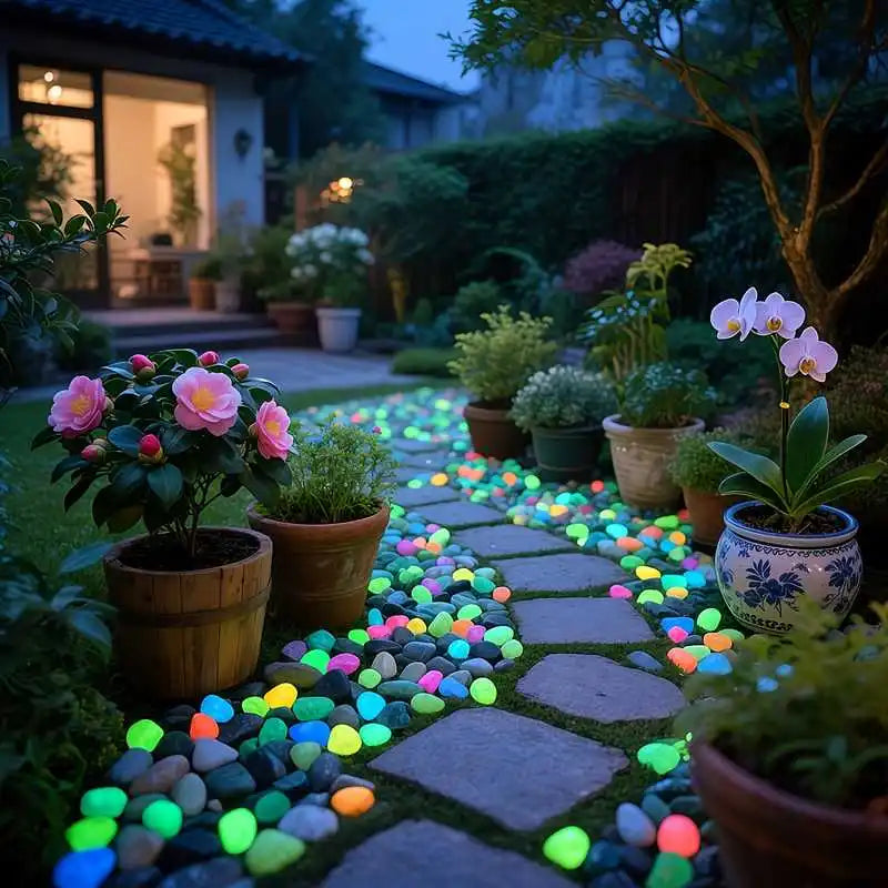 200Pcs Glow in the Dark Pebbles – Garden, Aquarium & Patio Glow Garden Pebbles Babs