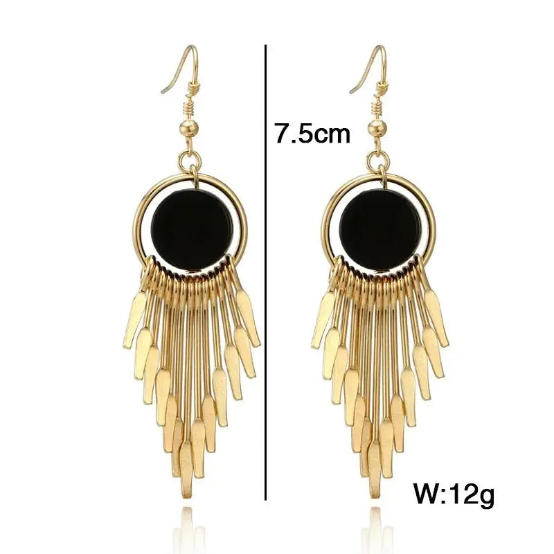 Classic Chain Drop Earrings – Vintage Long Alloy Gold & Silver Drop Earrings Babs