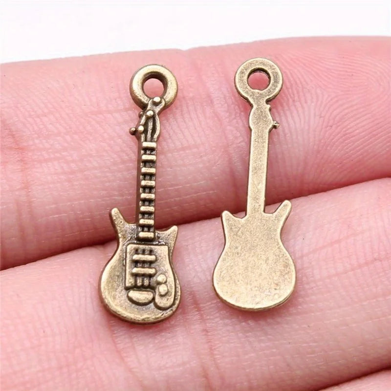 50pcs Antique Silver Guitar Charms Pendants – DIY Jewelry Making Jewelry Making Charms Babs