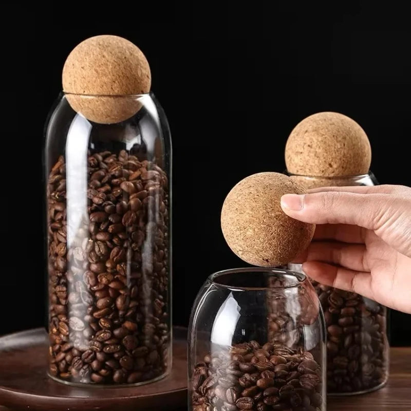Glass Cork Jar for Coffee Beans, Tea & Dry Food Storage Glass Storage Jar Babs