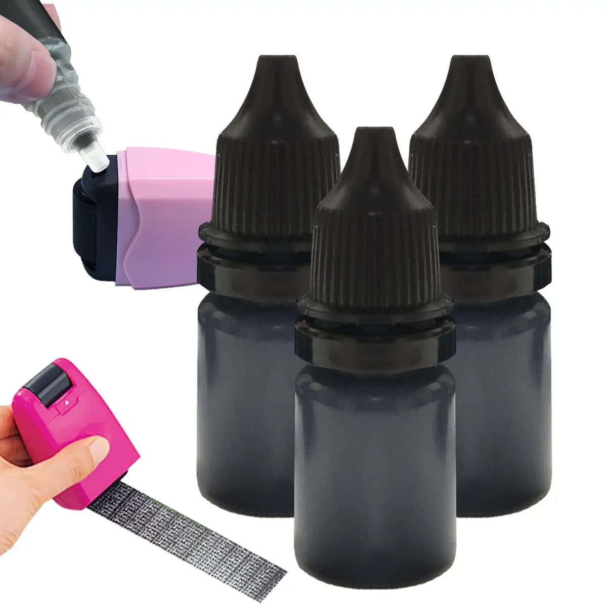3-Pack Quick-Dry Black Stamp Refill Ink 10ml Each Stamp Refill Ink Babs