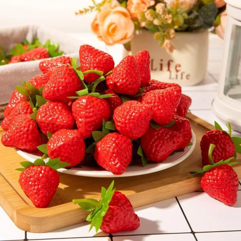 20Pcs Artificial Strawberries Fake Plastic Fruit Décor & Props Artificial Fruit Decor Babs