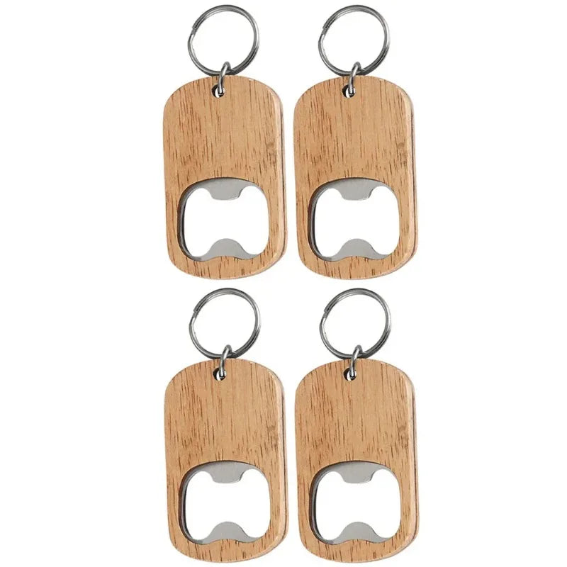 Wooden Handle Beer Bottle Opener Keychain 4 Pack Bottle Opener Keychain Babs