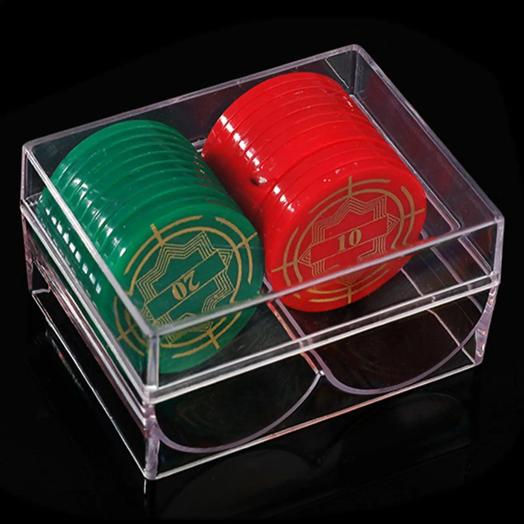 Acrylic Poker Chip Rack – 40-Chip Transparent Tray with Cover Poker Chip Rack Babs
