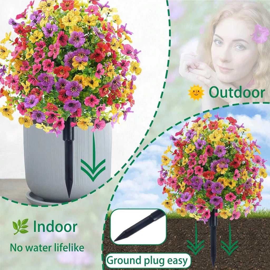Artificial Silk Flower Ball Ground Stake – Colorful Garden Decor Artificial Flower Stake Babs