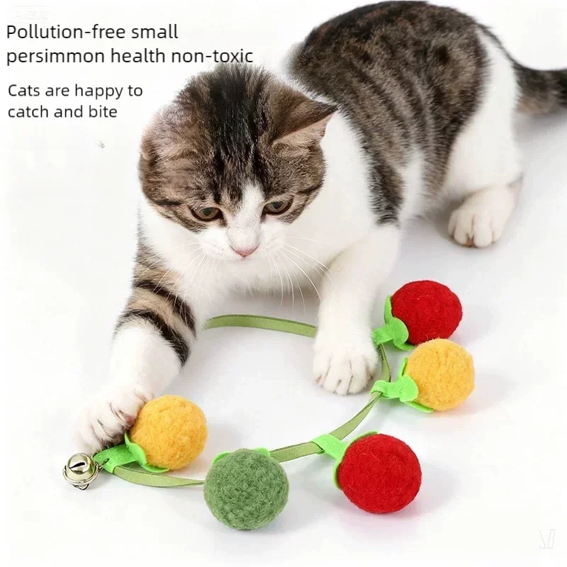 Tomato Cat Teaser String Toy with Bell – Interactive Kitten Wand Cat Teaser Toy Babs