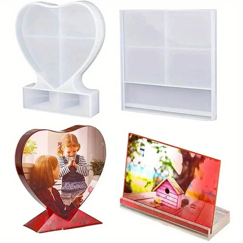 Silicone Resin Mold – Heart & Square Photo Frame DIY Craft Resin Craft Mold Babs