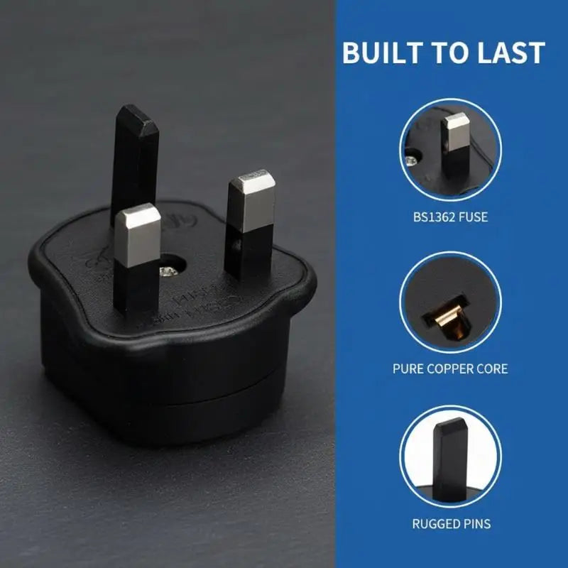 US to UK Travel Plug Adapter with Fuse | HUXUAN Converter Travel Plug Adapter Babs