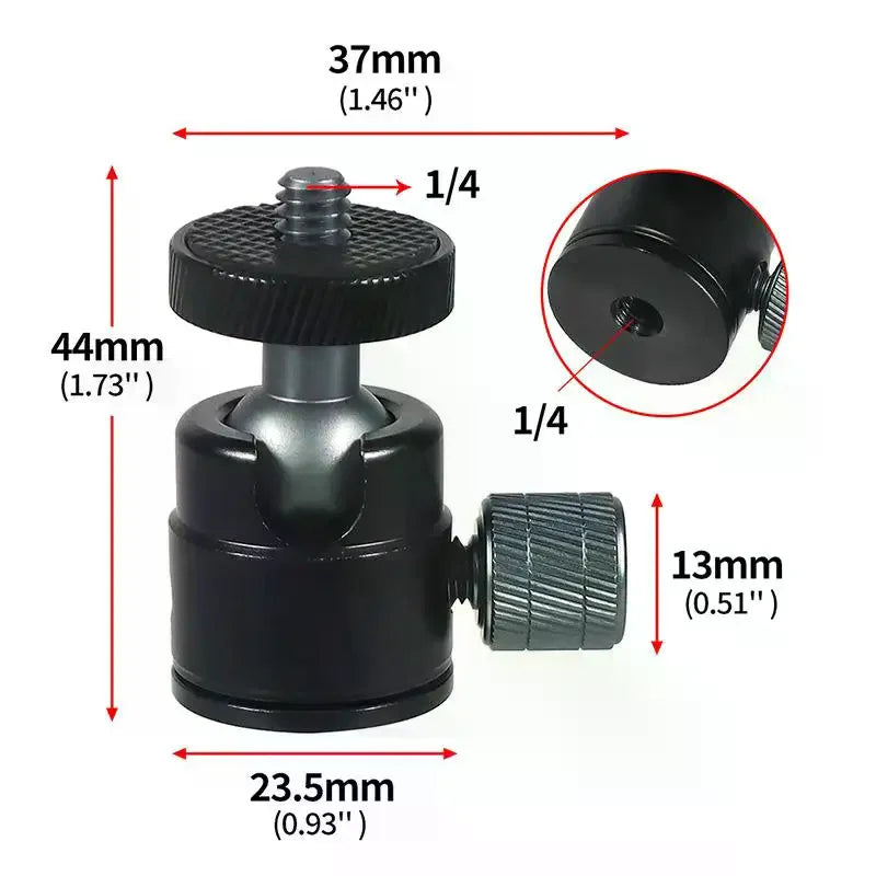 Mini Ball Head 1/4" Screw 360° Swivel Mount for Camera Tripod Camera Ball Head Mount Babs