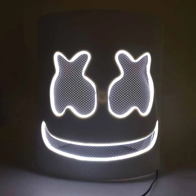 Cotton Candy DJ LED Headgear Mask – Holiday Party Prop LED Costume Mask Babs white