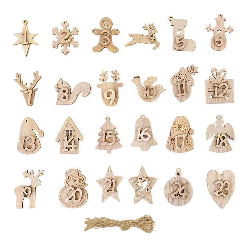 Christmas Advent Calendar Wooden Pendant Tags 1-24 Countdown Advent Calendar Tags Babs SetB other