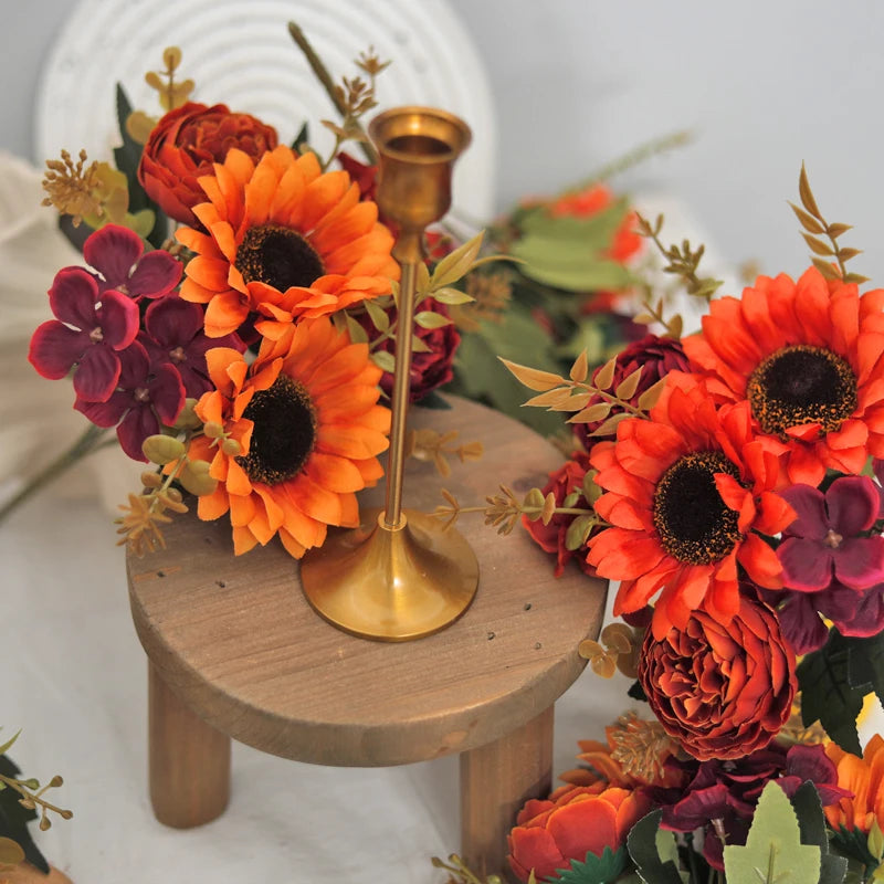 Artificial Silk Flower Bouquet – Sunflower, Peony & Hydrangea Artificial Flower Bouquet Babs