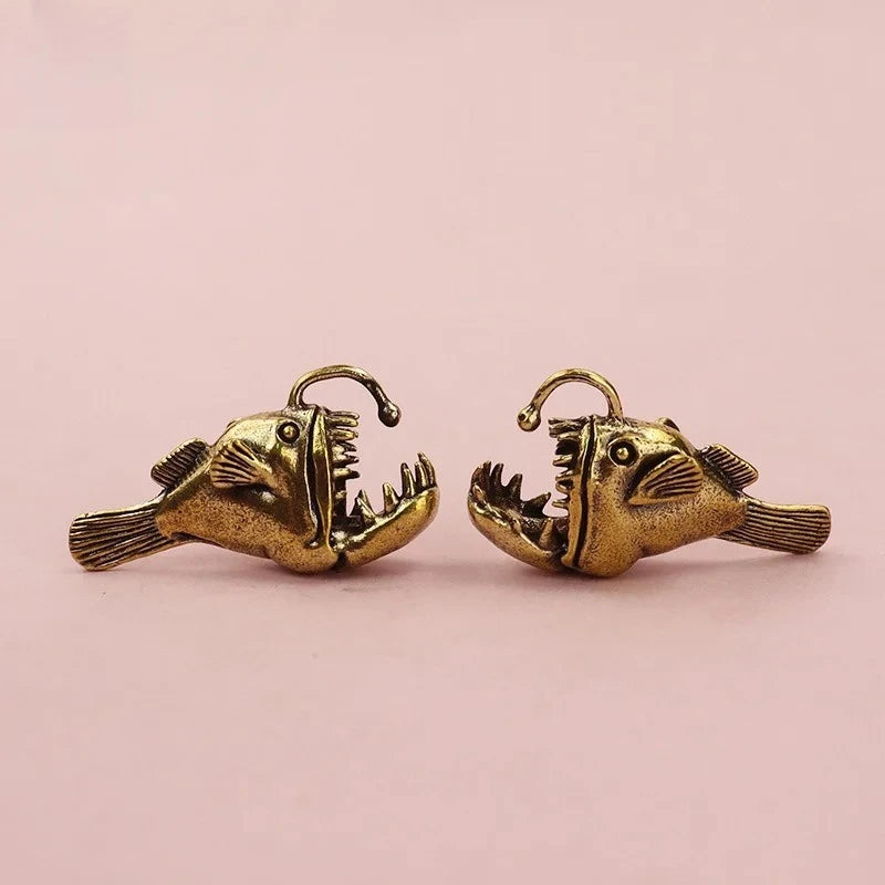 Brass Anglerfish Miniature Figurine – Ocean Sea Animal Decor Miniature Figurine Babs