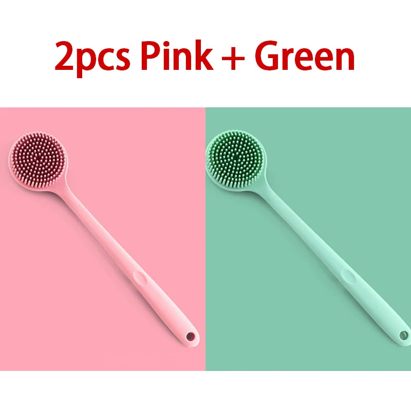 Silicone Body Exfoliating Shower Brush – Back Scrubber Body Exfoliating Brush Babs 2pcs Pink-Green