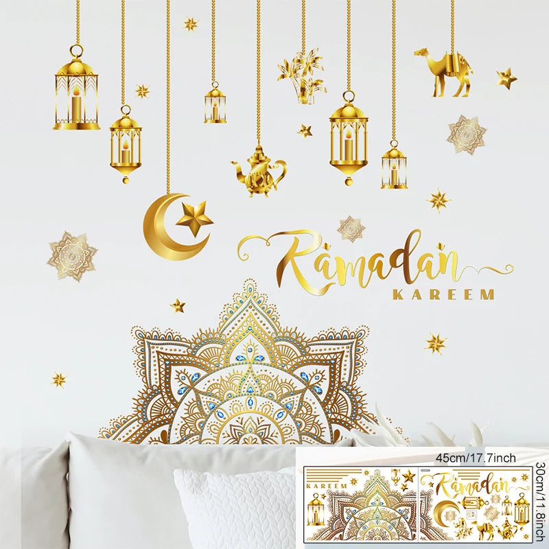 Ramadan Kareem Wall Stickers Moon Star Lantern Eid Decals Festival Wall Decal Babs B