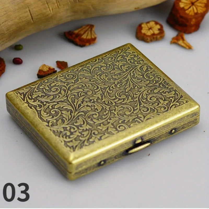 Vintage Metal Cigarette Case – Holds 20 Cigarettes | Gift Box Metal Cigarette Case Babs 03