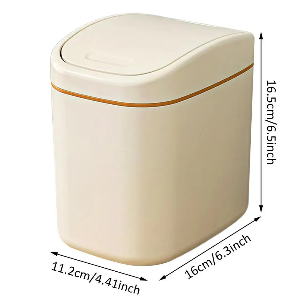Desktop Mini Trash Can with Shake Lid | Plastic Dustbin Desktop Trash Can Babs Creamy