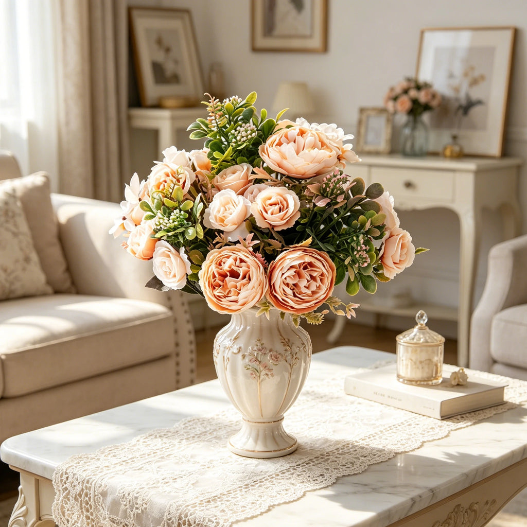 Silk Peony Artificial Flowers for Wedding, Home & DIY Decor Artificial Silk Flowers Babs