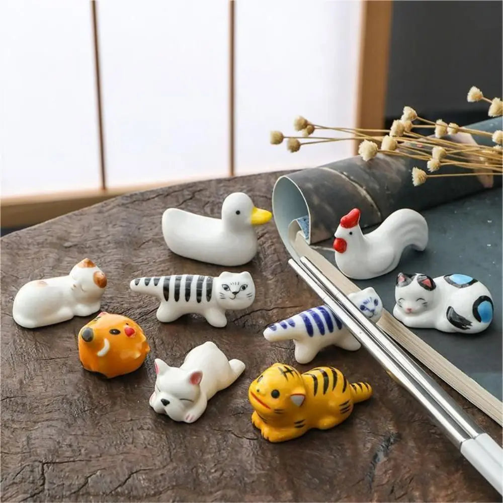 Cute Animal Ceramic Chopstick Holder & Utensil Rest Rack Chopstick Holder Babs