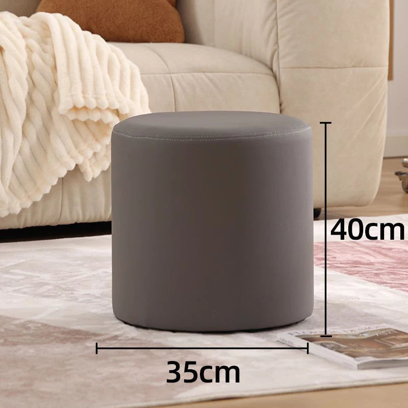 Nordic Pine Wood Ottoman Stool – Modern Cushioned Vanity Pouf Ottoman Stool Pouf Babs Grey medium