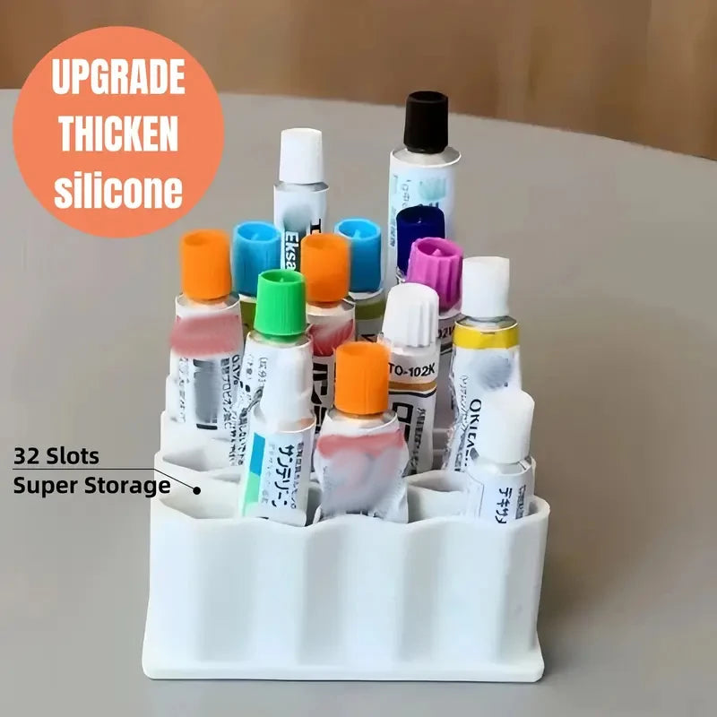 32-Slot Wave Desktop Organizer for Cosmetics, Pens & Tubes Desktop Organizer Rack Babs